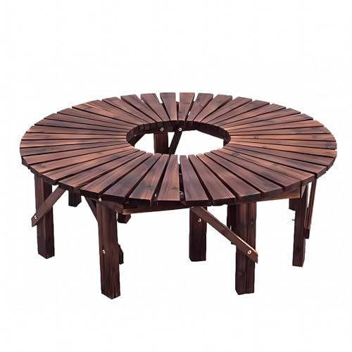 120 cm Große Baumbank zum Umwickeln Draußen, Wetterfeste Hölzerne Balkonbank, Pflanzenständer, Gartenbank für Terrasse, Veranda, Rasen, Deck