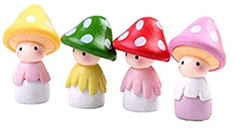 Resin Fairy Garden Craft Decoration Miniature Micro Gnome Mini Miniature Mushroom Figurines,Fairy Garden Accessories Dollhouse Decorations 4pcs.