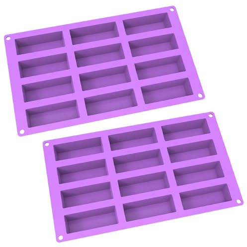 2 Pcs Silicone Bar Mould Rectangle Granola Bar Silicone Moulds Silicone Bar Mould Chocolate Bar Sweet Moulds for Caramel Bread Loaf Muffin Brownie Cornbread Cheesecake （12-Cavity）