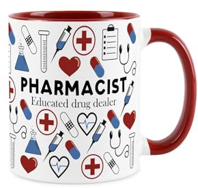 Purely Home Pharmacist Mug - Humorous Medical Themed Trades Funny Novelty Gift - Tea/Coffee Hot Drinks Red Ceramic Cup Present