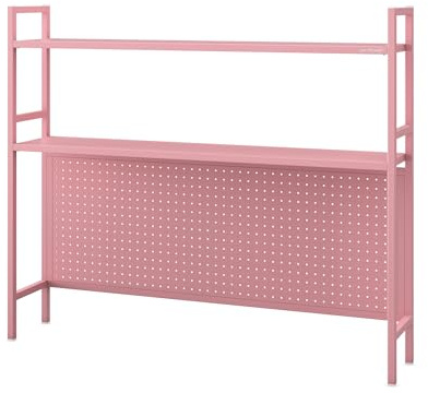Jan Nowak Bokhylla för skrivbordet – Wendy | Skrivbordshylla metall med 2 hyllor, hålplatta | Topphylla perfekt för kontor och små rum | 115 x 98 x 22 cm | rosa