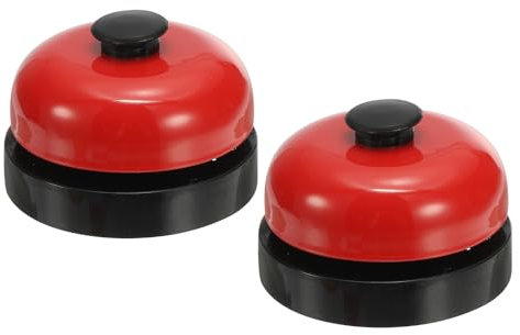 PATIKIL Campanello da Tavolo 2.5 Diametro, 2Pz Campanello da Tavolo per Servizio con Costruzione Metallo Antiruggine per Hotel Ristorante Aree Accoglienza Ufficio Magazzino, Nero/Rosso