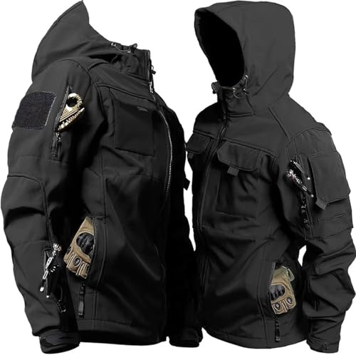 Stafeny Vestes Tactiques pour Hommes, Style Militaire, extérieur, imperméable, Capuche, Coupe-Vent, vêtements de Travail, Soft Shell (FR/ES, Alpha/lettres, L, Taille normale, Taille normale)
