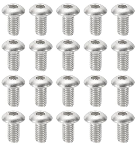 PATIKIL 20 Piezas #10-32x3/8 Tornillos de Cabeza Botón 18-8 Hexagonal | Tornillos de Cabeza Allen, Acero Inoxidable 304, Rosca Completa, Rosca Fina UNF