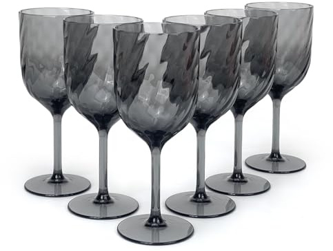 Yanglonghui 15 Ounce Plastic Wine Glasses Set of 6,Unbreakable Acrylic Wine Glasses,Reusable Colored Plastic Goblets Stackable,Dishwasher Safe Bpa Free Ideal for Parties (Gery, 15 Ounce)
