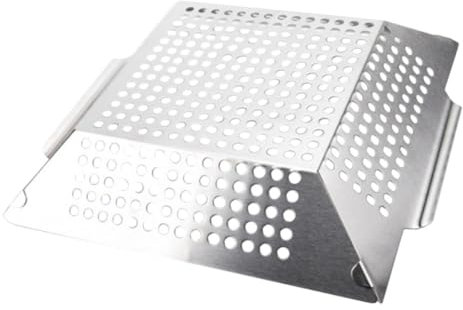 PAMINGONO Edelstahl-grillpfanne Mit Doppelgriff Für Outdoor-grillen Hitzebeständige Grillschale Für Familienpicknicks Und Grillabende Leicht Zu Reinzen Und Verschleißfest