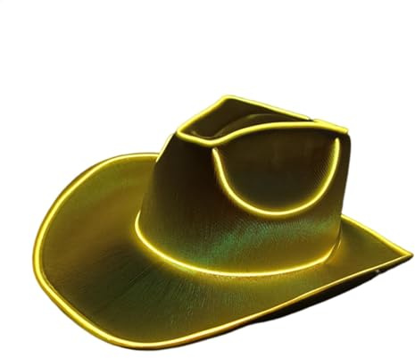 Mingchengheng Cowboyhut Mit Blinkender LED-Krempe, LED-Leuchthut, Lustiger Leuchthut, Partyhut Für Geburtstagsparty, Hochzeit, Abschlussball, Festzug, Cosplay, Halloween