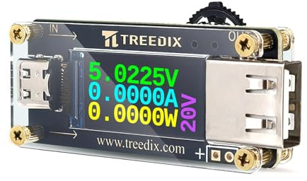 Treedix USB Tester USB Type C to Type A QC PD3.0 Trigger Module with LCD Screen Type-C Female Interface 5V 9V 12V 15V 20V 5A Adjustable Voltage Current Power Supply, PD2.0/PD3.0, QC2.0/QC3.0, BC1.2