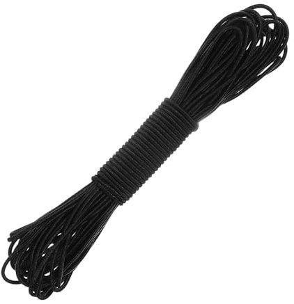 Cordón de goma de 2 mm, 12 m, cordón elástico negro, cuerda expandidora, cuerda de goma, cuerda elástica redonda, cuerda elástica de paracord, cuerda elástica para trabajos de costura, camping