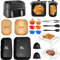 GMISUN Heißluftfritteuse Zubehör, 12 Stück Silikonform Heißluftfritteuse Für Philips Airfryer 3000 Und 5000-9L (6L/3L), Komplette Airfryer Zubehör Set Mit Pergamentpapier, Grillrost, Kuchenformen