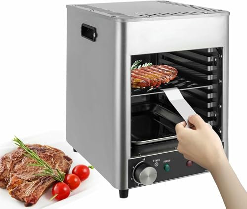 BTOIASYHF Griglia Elettrica di Carne da 1700 Watt, Griglia Interna Commerciale, Affumicatore Automatico, Tostapane E Microonde, Friggitrice Ad Aria, Regolazione della Temperatura E del Tempo, 220V