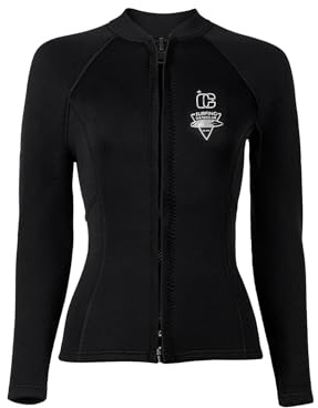 Kvysinly Women 3mm Neoprene Diving Swimsuit Long Sleeve Zipper Stretchy Swim Tops Thermal Jacket Swimwear Black S