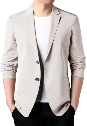 Genérico Blazers Hombre Casual, Americana Hombre Primavera Sencilla Y Versátil con Solapa con Muescas Blazer Color Sólido Casual Abrigo Deportivo De Botones con Bolsillo