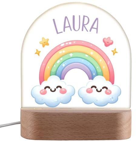 polar-effekt Personalisiertes LED-Nachtlicht für Mädchen mit Wunschnamen - Geschenke für Babys zur Taufe & Geburt - Licht in 3 Stufen einstellbar - Schlummerlicht für Kinder
