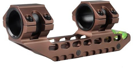 Optik 30 mm Offset, montaggio a sbalzo Picatinny Piatinny con livella a bolla, attacco a doppio anello in lega di alluminio per adattatore per binario da 20 mm (marrone)