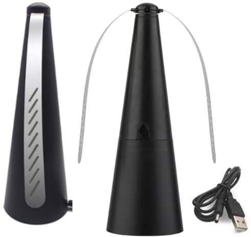 Fly Fans for Tables | 2 Pieces Fly Re-pellent Fan with Soft Holographic | Table Flys Spinner Usb Rechargeable or Battery Powered | Flys De-terrent Outdoor for Picnic, Restaurant, BBQ