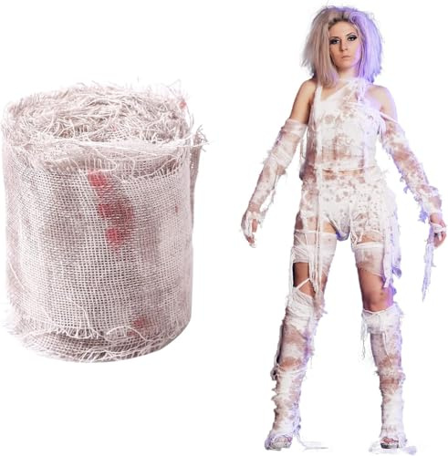 WEITAPYT 20 m läskig blodig för halloweendekoration realistisk blodbandage gasväv för karneval, cosplay, dörrar, hallar, duschdraperier, verandor (20 m x 8 cm)