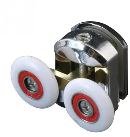 Lot de 2 roulettes for portes coulissantes de douche, cabines de bain, poulies, 25 mm, cache-vis, doubles roues