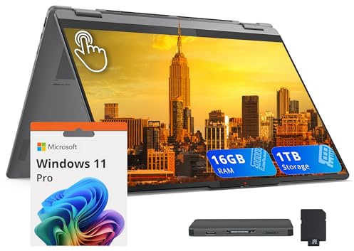 Lenovo Yoga 7i 2-in-1 16 2K Touchscreen Laptop, Intel Ultra 5 226V, 16GB LPDDR5X, 1TB(512GB SSD+512GB Docking Station), Intel Arc Graphics, Backlit Keyboard, Fingerprint, Wi-Fi 7, Win 11 Pro, Gray