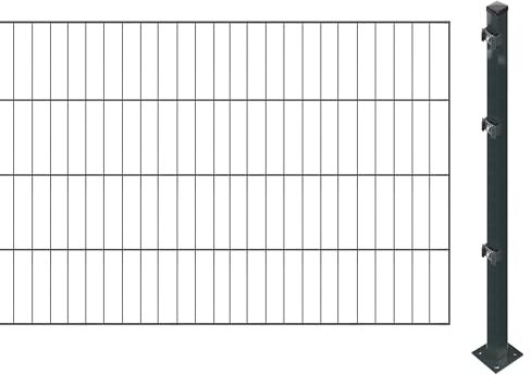 Einstabmattenzaun inkl. Pfosten zum Einbetonieren (Höhe: 80 cm, Länge: 8 m) | Einstabmatten in Anthrazit | UV- und witterungsbeständig