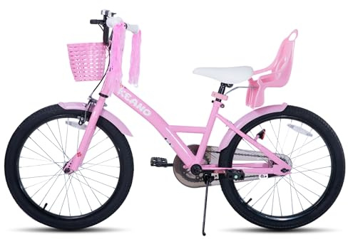 JOYSTAR Zinnia Bicicletta per bambini da 20 pollici per bambine da 8 a 11 anni, bicicletta da bambina da 20 pollici con ruote da allenamento, cestino e stelle filanti, rosa
