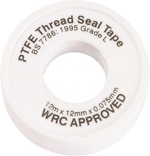 Turbonoz 1 x PTFE White Thread Seal Tape 12m x 12mm Teflon Plumber Plumbing Joint Water Oil