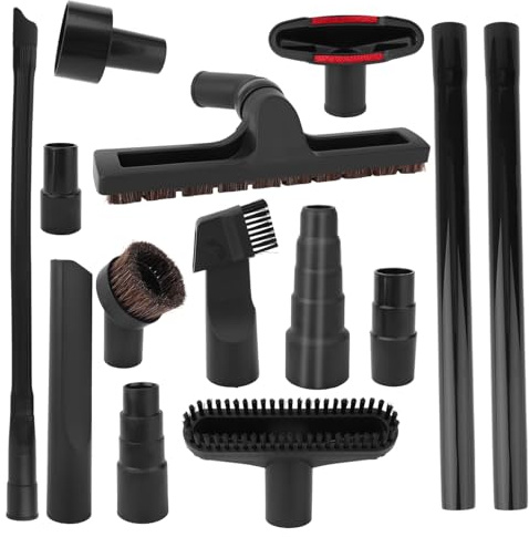Penitue 14pcs Universal Vacuum Attachment Kit, Durable Wet Dry Vacuum Hose Adapter Tool Practical Parts Accessories with Hair Brush Extension for Office Home Car Interior Cleaning Cleaner