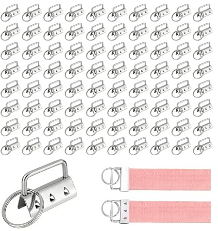 80 Stück Schlüsselanhänger Clips, 32mm DIY Schlüsselanhänger Rohlinge zum Basteln Hardware Klemmschließeanhänger mit Schlüsselring für Herstellung von Schlüsselbändern