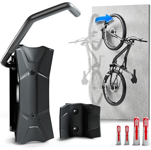 Borgen Väggfäste för Cykel Vridbart upp till 35 kg – Platsbesparande vertikal cykelhållare – Inkl. Fischer DuoPower pluggar för säker montering – Plastfri förpackning, högkvalitativa material