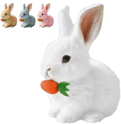 Enitmor Realistischer Plüsch Bunny Toy Hase Spielzeug 2026, Hüpfendes Kaninchen Interaktives Kuscheltier mit Geräuschen & Bewegungen, Niedlicher Osterhase Plüschtier mit Karotte (Weiß)
