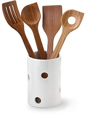 Continenta Keramik Utensilienbehälter, Küchen-Utensilienhalter, Behälter für Küchenhelfer Aufbewahrung, Größe: Ø 10,5 x 15,5 cm (ohne Inhalt)