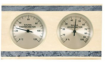 Well Solutions Saunathermometer + Saunahygrometer Espe mit Speckstein, getrennte Anzeige