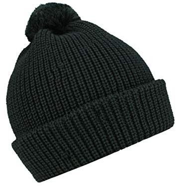 Rassow Fischerpudel Bommel Strickmütze aus Schurwolle - Schwarz (4) - One Size