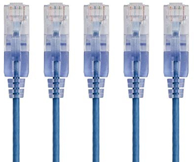 Monoprice – 129425 SlimRun Cat6A Ethernet Patchkabel – Snagless RJ45 UTP ren bar koppartråd 10G 30AWG 0,6 m blå 5-pack