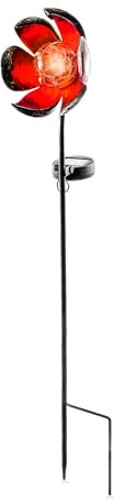 Esotec Solar Gartenstecker Florelia, Crackle Bruchglas Kugel, Akku, LED Blume, Stecklicht, Gartenlicht, Solarlichter, Balkonlicht, Solarkugel, metall, IP44, außen, H=68,5cm 102384