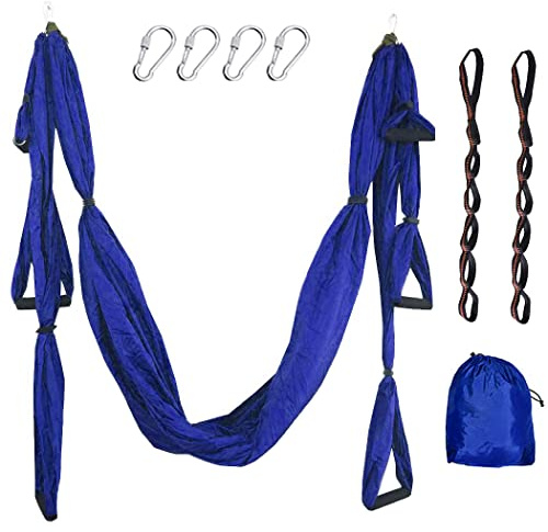 SISROL Aerial Yoga Swing Set with 2 Extension Straps - Anti-Gravity Aerial Yoga Hammock Sling for Inversion Exercises, Indoor Outdoor Home Gym Fitness Equipment