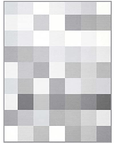 biederlack Grey-Woven Wohndecke Samtbandeinfassung Baumwolle Karo 150x200 cm grau