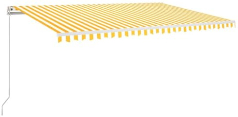 vidaXL Auvent Automatique capteur de Vent LED 500x350cm Jaune et Blanc