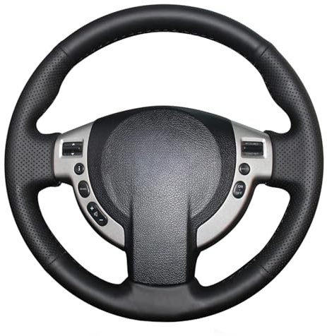 MEWANT Lenkradbezug für Qashqai/Qashqai+2/X-Trail/NV200/Serena/Evalia/AD/Dualis Lenkradhülle aus Echtleder per Hand Nähen
