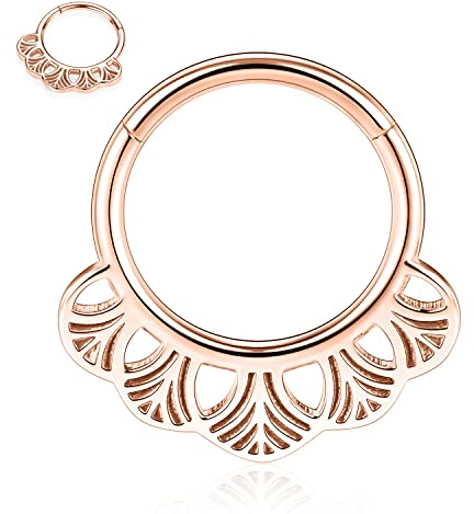 Septum Jewellery Septum Clicker Rings Orecchini Daith Anello al naso in acciaio chirurgico Orecchini Clicker senza cuciture Gioielli per piercing alla conchiglia Rook Cartilagine Helix Tragus Ring