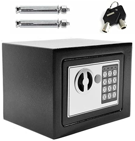 Kleiner elektronischer Mini Tresor Safe Schranktresor mit Zahlenschloss, Mini Digita, Elektronischer Safe, Doppelbolzenverriegelung, Feuerfester und Wasserdichter, Wandtresor, Möbeltresor (schwarz)