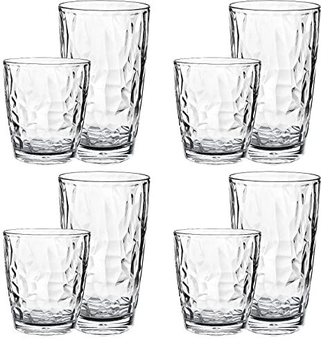 Topsky 8 Acryl Weingläser (284ml + 470ml) – Unzerbrechbar, Spülmaschinenfest, für Heiße/Kalte Getränke – Stapelbar & Wiederverwendbar (Transparent)