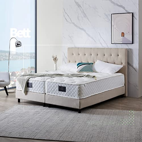 De RUCCI Boxspringbett Modell 211 – Bettgestell mit Kopfteil – ohne Matratze (160 x 200 cm, Beige)