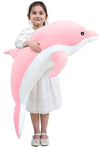Kekeso DelfíN Juguetes De Peluche Encantador Animal Suave Abrazando Almohada DelfíN MuñEcas para NiñOs NiñAs CojíN para Dormir Regalo (70cm/27.55in, Rosa)