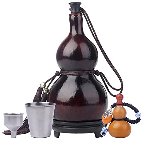 MR.GLFULU Natural Gourd Bottle,Outdoor Water Bottle,Wine Bottle,Can Be Used for Indoor Decoration,500ml-1500ml (1500ml, dark brown)