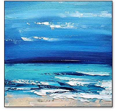 Gemälde, Blaue Textur Himmel Meereswellen Strandlandschaft Abstrakte Kunst Moderne Kunstwerke Gemälde Handgemalte Ölgemälde Auf Leinwand Wandkunst Für Wohnzimmer Schlafzimmer Büro Wohnkultur,