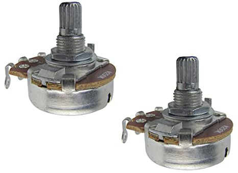 FLEOR 2 Stück A250K Audio Taper Potentiometer in voller Größe Gitarrenton Lautstärkeregler mit Bajonett L15mm kurzer gerändelter geteilter Welle