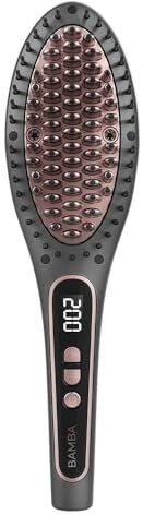 Cecotec Spazzola Lisciante in Ceramica InstantCare Smooth Brush. Temperatura Regolabile 140ºC -220 ºC, Tutti i Tipi di Capelli, Display Digitale, Sistema di Spegnimento Automatico, Estratto di Avocado