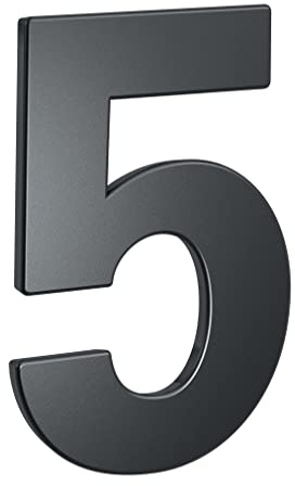 BASI | Numeri civici in acciaio antracite | numeri 0-9 | lettere a) - c) | materiale di fissaggio incluso | numero 5
