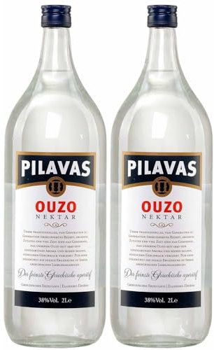 Ouzo Pilavas Nektar 2x 2,0l Magnum Flasche 38% Vol. | Der milde Ouzo aus Patras | + 20ml Jassas Olivenöl